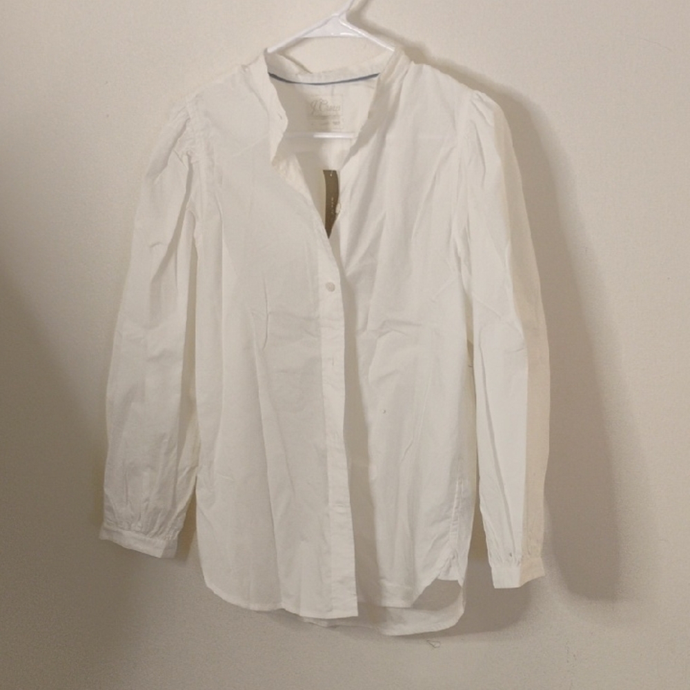 J. Crew Elegant White Button Down Blouse New With Tags Size 4